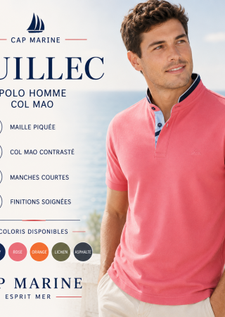 GUILLEC- Polo homme - 7 couleurs –Col officier|Cap Marine