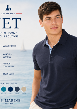 JET polo homme-6 Couleurs |Cap Marine
