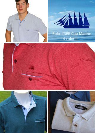 Polo homme YSER Cap Marine –4 couleurs- Manches courtes- poche poitrine