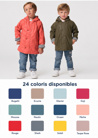 PROUE HUBLOT Ciré enfants mixte zippé à capuche avec manches raglan et coutures étanches |24 couleurs