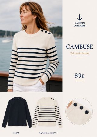 CAMBUSE  Pull marin femme |Captain corsaire ⚓