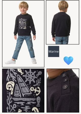 ONYX Pull garçon col rond avec boutons épaule |HUBLOT