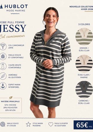 JESSY Robe pull femme col camionneur |HUBLOT ⚓