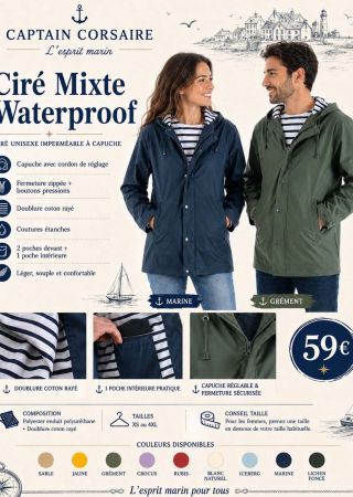 ROSCOFF Ciré MIXTE avec capuche  |Captain Corsaire ⚓