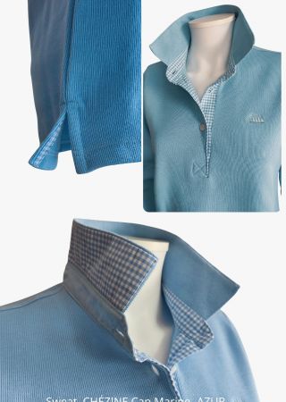Sweat femme CHEZINE-AZUR – Cap Marine (intérieur col vichy)