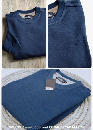 Sweat Homme col rond  MOROS Couleur Colbalt/ TAILLE S ET M – Cap Marine
