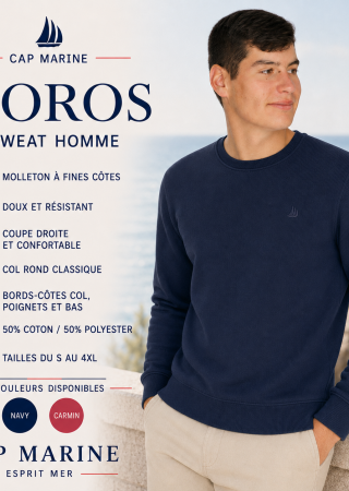 Sweat homme MOROS Cap Marine – 2 coloris disponibles -col rond