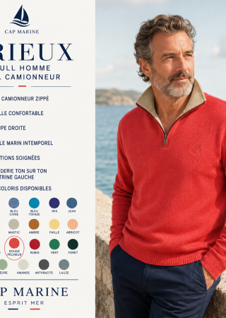 TRIEUX Pull  homme col camionneur CAP MARINE