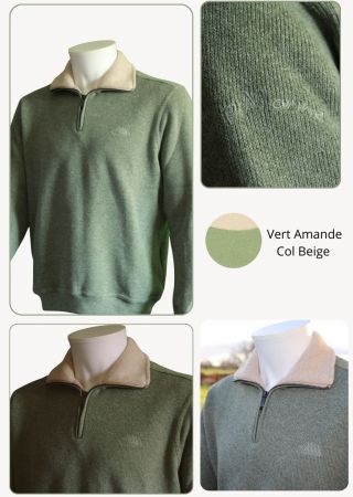 Pull homme TRIEUX Cap Marine– Cèdre col gris perle – Col camionneur