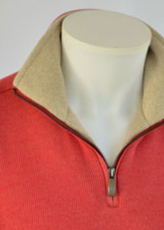 Pull homme TRIEUX Cap Marine –Rouge Pêcheur col beige -Col camionneur