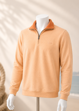 Pull Mixte TRIEUX Cap Marine- Abricot-Col Orange-col camionneur