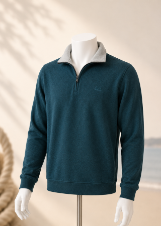 Pull homme TRIEUX Cap Marine– Cèdre col gris perle – Col camionneur
