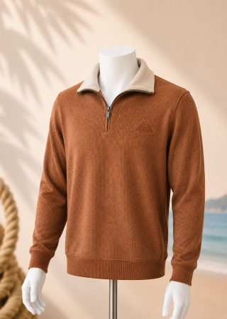 Pull homme TRIEUX Cap Marine – Noisette col beige –Col camionneur