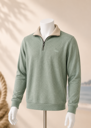 Pull homme TRIEUX Cap Marine– Cèdre col gris perle – Col camionneur