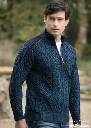 Cardigan Homme avec Fermeture Éclair et Poches Insérées ARAN CRAFTS