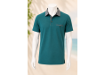 Polo homme BRIVET Cap Marine –Bleu-vert- Col chambray
