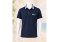 Polo homme BRIVET Cap Marine –Navy- Col chambray