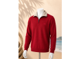 Pull homme TRIEUX Cap Marine – Rubis col beige – Col camionneur