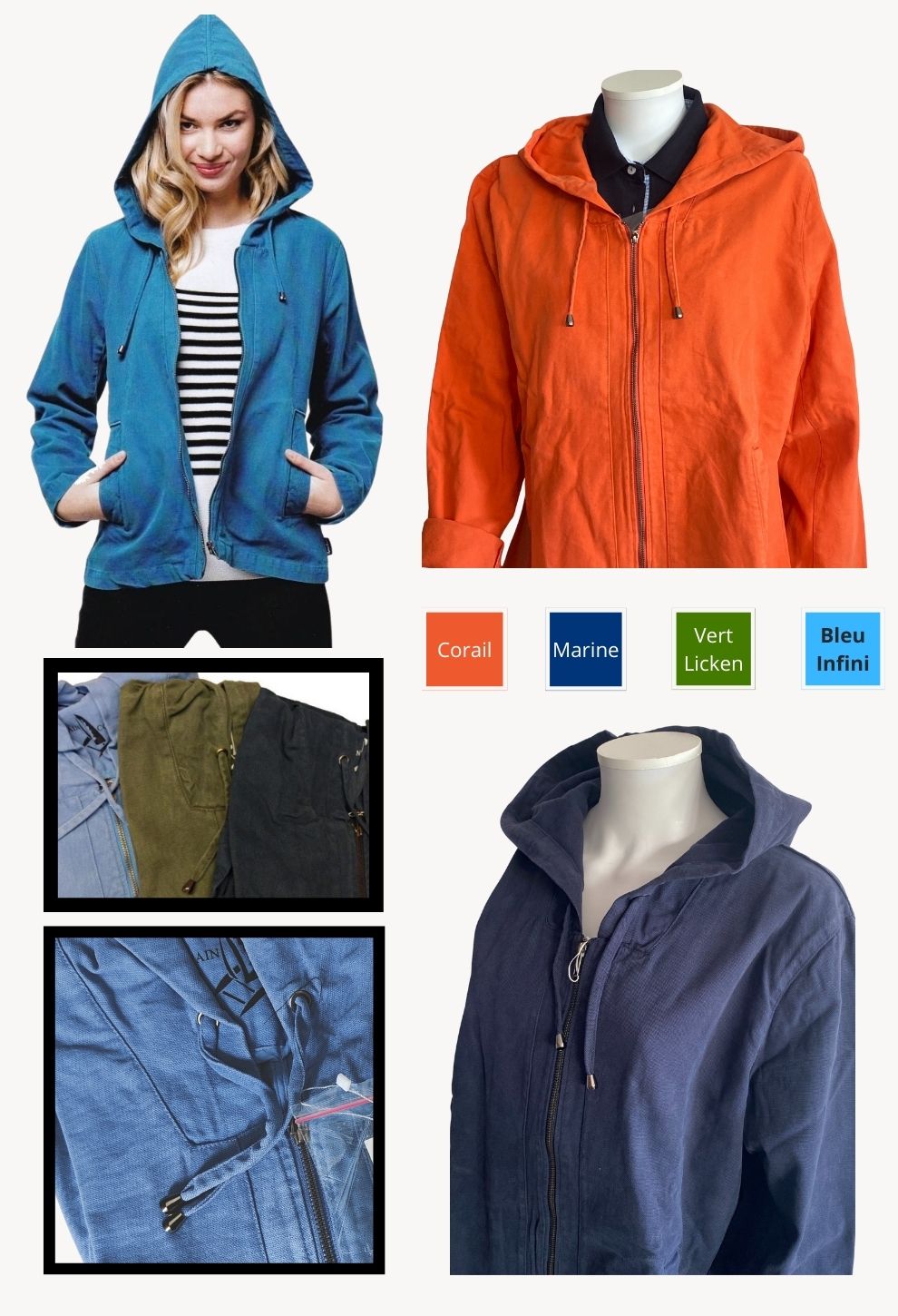 Veste zippée ABORDAGE II femme toile de vareuse VÊTEMENTS MARINS