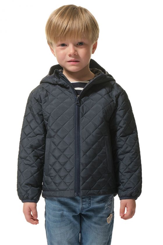 Manteau garçon ou fille zippé à capuche matelassé losange