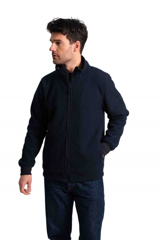 Veste homme zippée en corduroy BARNABE HUBLOT marine