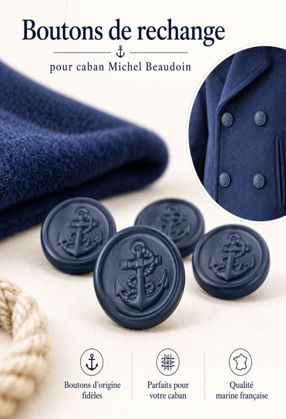 Bouton de rechange pour caban Michel Beaudoin – Marine – 4 €