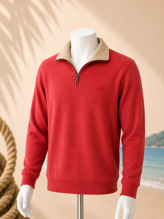 Rouge pêcheur col beige