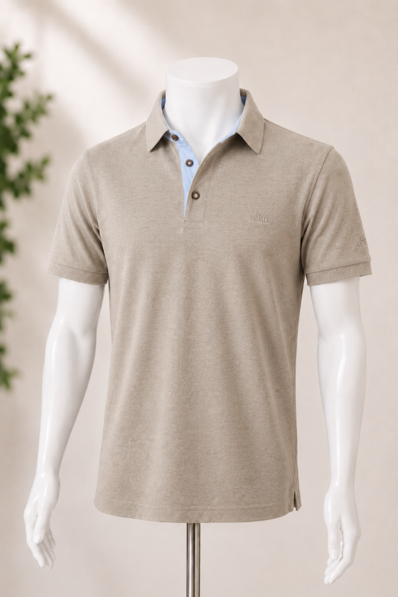 Polo homme JET –Mastic – Col 3 boutons|Cap Marine
