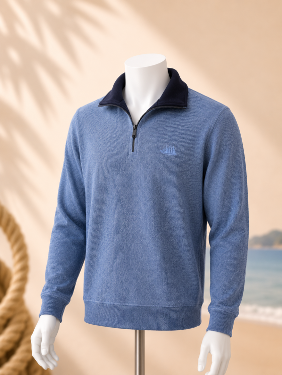 Bleu chiné col marine – Col camionneur